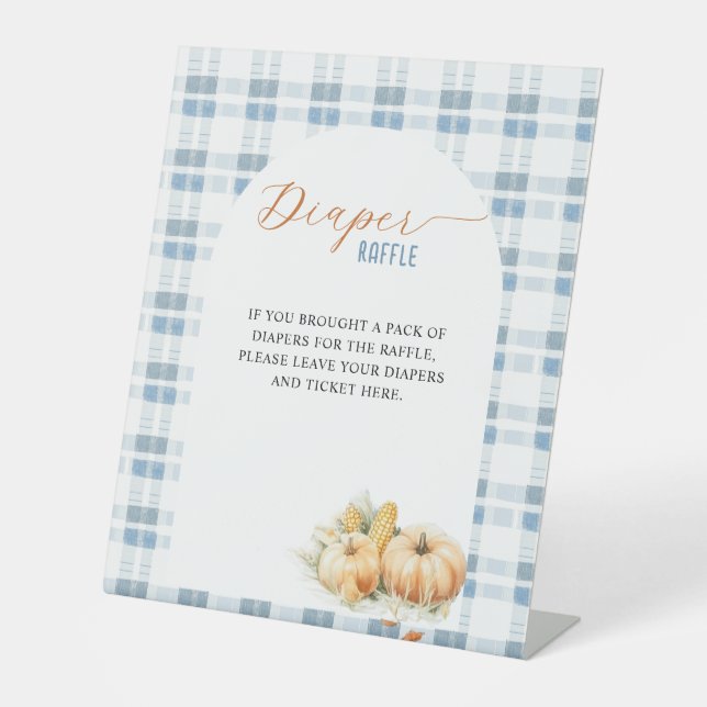 Signe De Table Barre Citrouille Bleu  (Recto)