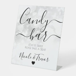 Signe De Table Barre de bonbons personnalisée pour mariage avec B