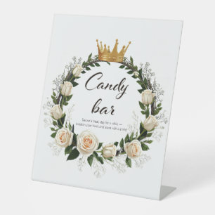 Signe De Table Barre de bonbons Roses Blanches et Respiration de