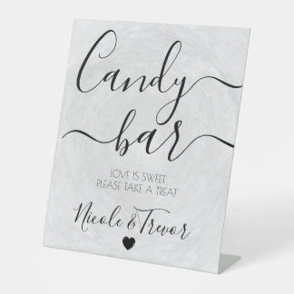 Signe De Table Barre de Candy de Mariage Personnalisée en Gris Te