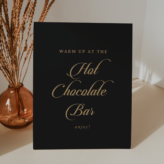 Signe De Table Barre de chocolat chaud noir et or classique (Créateur téléchargé)