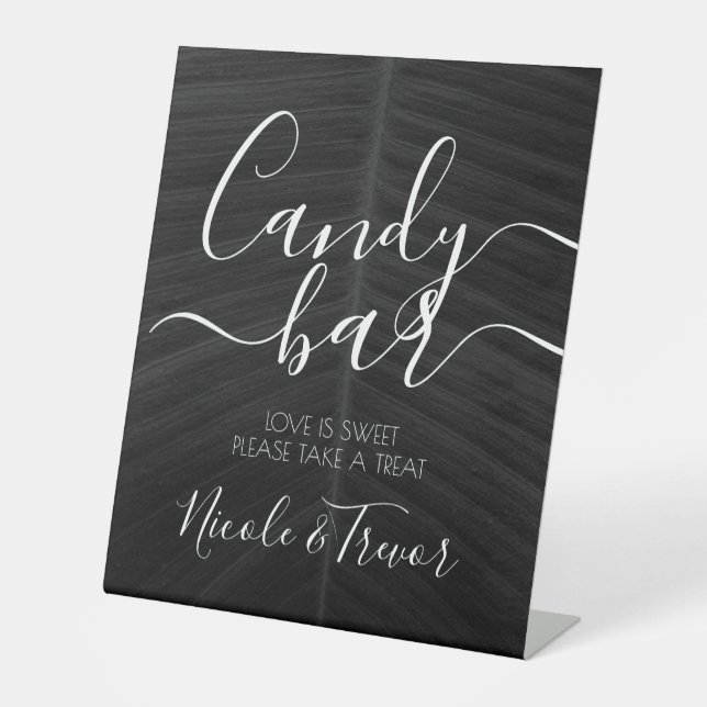 Signe De Table Barre de Chocolat de Mariage Black Leaf (Recto)