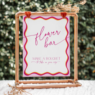 Signe De Table Barre de Fleur Bridal Rouge Orange Rouge Rétro