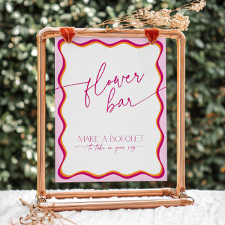 Signe De Table Barre de Fleur Bridal Rouge Orange Rouge Rétro