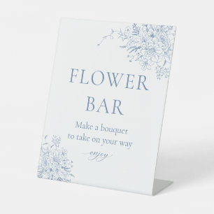 Signe De Table Barre de fleurs de Fête des mariées bleue