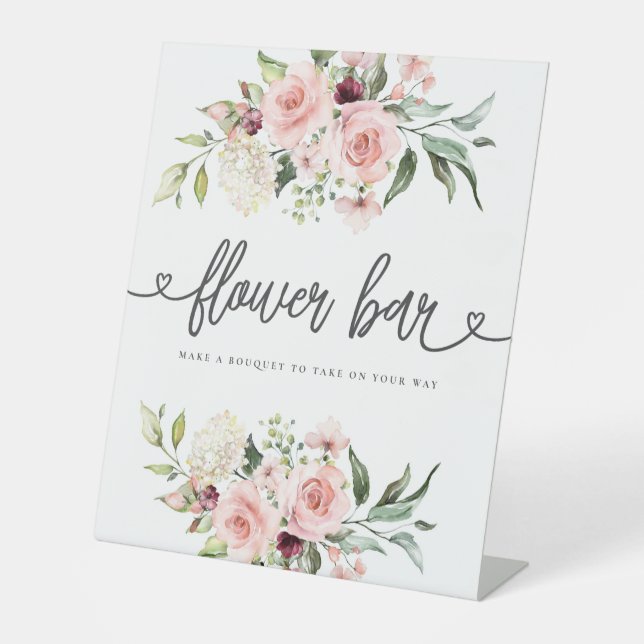 Signe De Table Barre de fleurs de Fêtes des mariées roses (Recto)