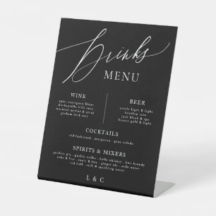 Signe De Table Barre de Mariage de calligraphie noir blanc Menu b