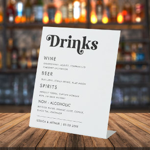 Signe De Table Barre de Mariage de script Gras Retro Whimsical