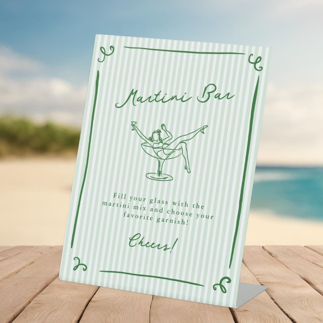 Signe De Table Barre de Martini verte Tirée À La Main De Whimsica (Créateur téléchargé)