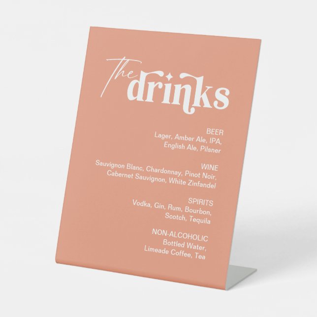 Signe De Table Barre Mariage du menu Peach Orange Drink (Recto)