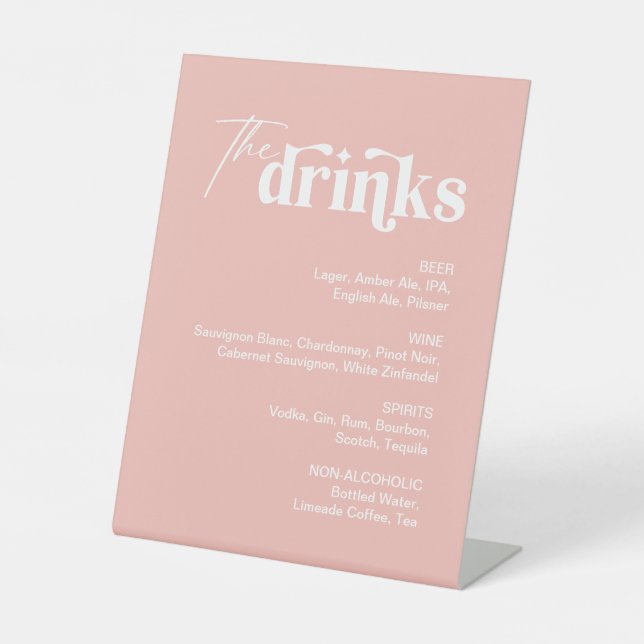 Signe De Table Barre Mariage rose doux (Recto)