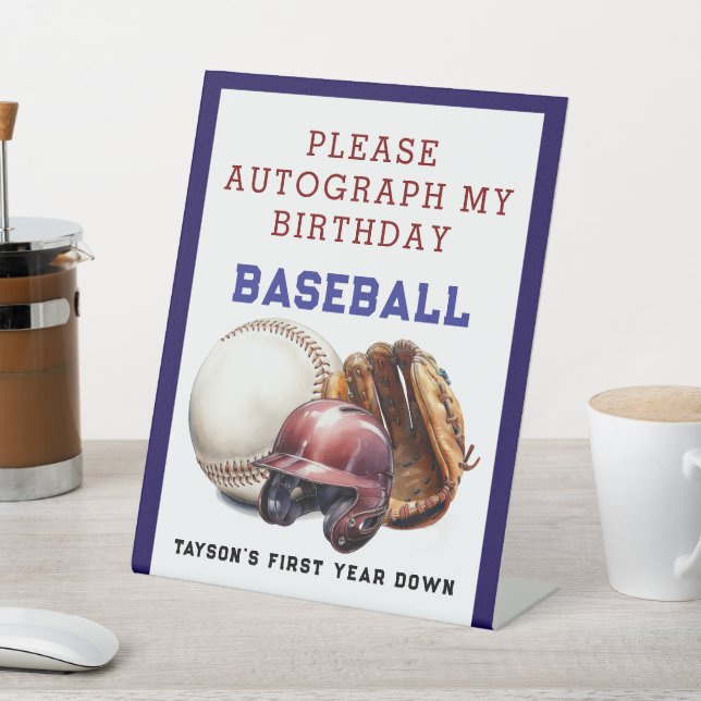 Signe De Table Baseball première année bas 1er anniversaire (In SItu)