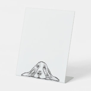 Signe De Table basset hound noir blanc yeux de chiot simple 