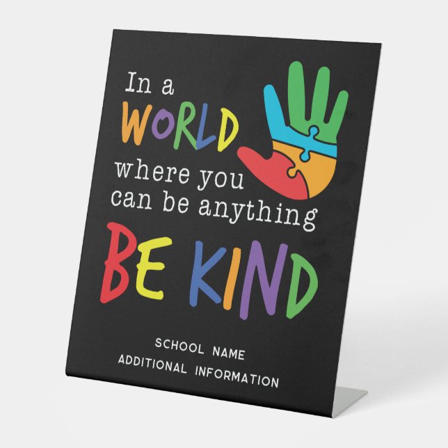 Signe De Table  Be Kind School Teacher Classroom (Recto)