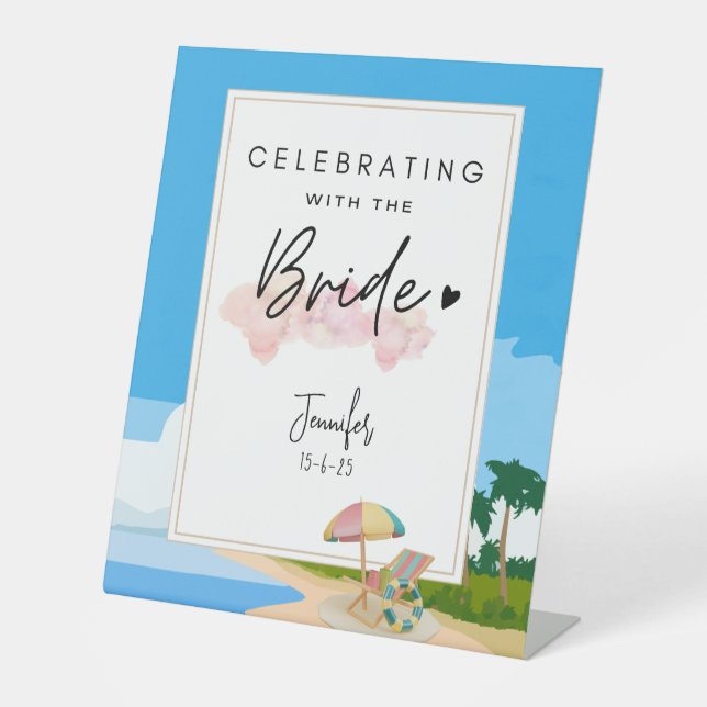 Signe De Table Beach Bachelorette | La fête des poules customisée (Recto)