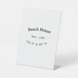 Signe De Table Beach house et. Date année coordonnées personnalis