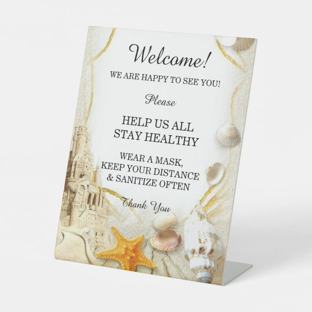 Signe De Table Beach Sand Castle Sécurité Mariage (Recto)