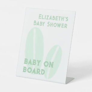 Signe De Table Bébé à bord du Baby shower d'aquarelle surf Beach