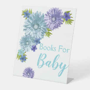 Signe De Table Bébé Bleu En Fleur Brunch Douche Livres