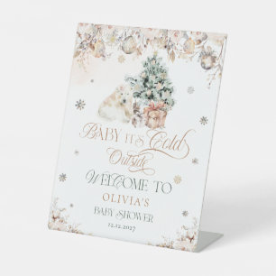 Signe De Table Bébé c'est froid dehors Baby shower Ours Bienvenue