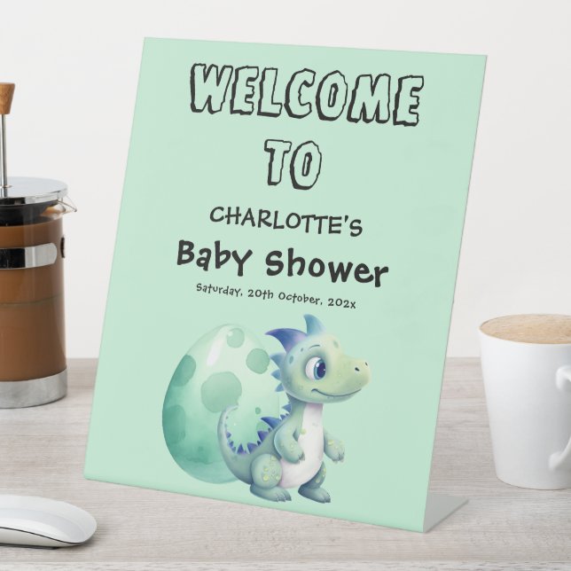 Signe De Table Bébé dinosaure mignon avec sa douche pour bébé oeu (In SItu)