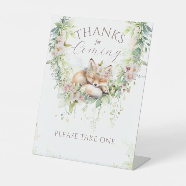 Signe De Table Bébé en Fleur Bois Floral Bébé Fille Douche (Recto)