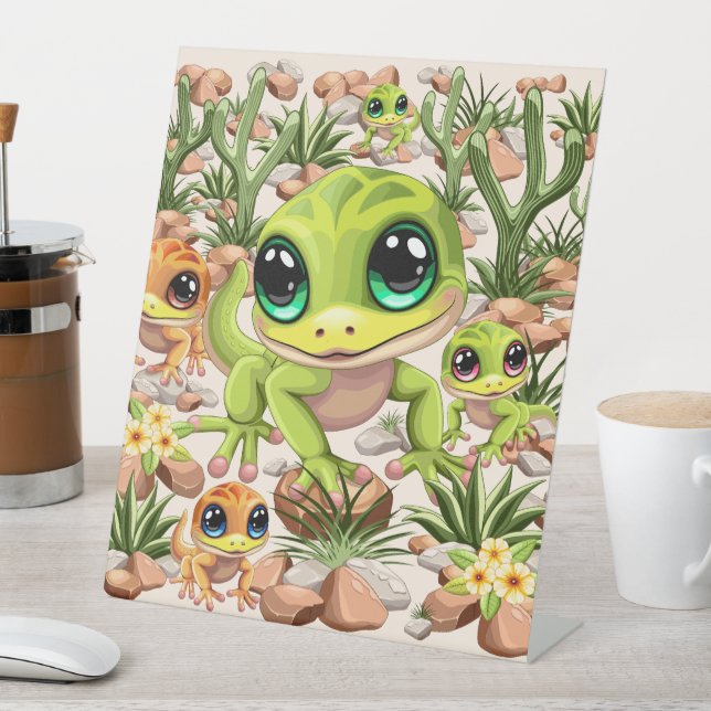 Signe De Table Bébé Geckos jote personnages de dessin (In SItu)