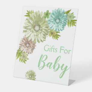 Signe De Table Bébé Vert En Fleur Brunch Cadeaux Douche