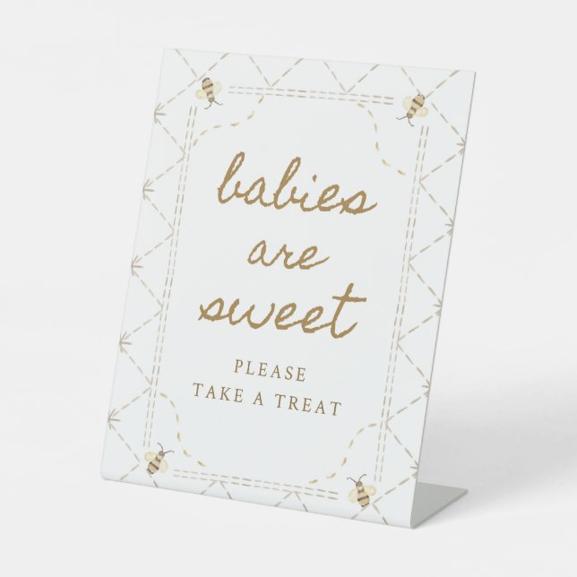Signe De Table Bébés Baby showers d'abeilles sont des friandises (Recto)