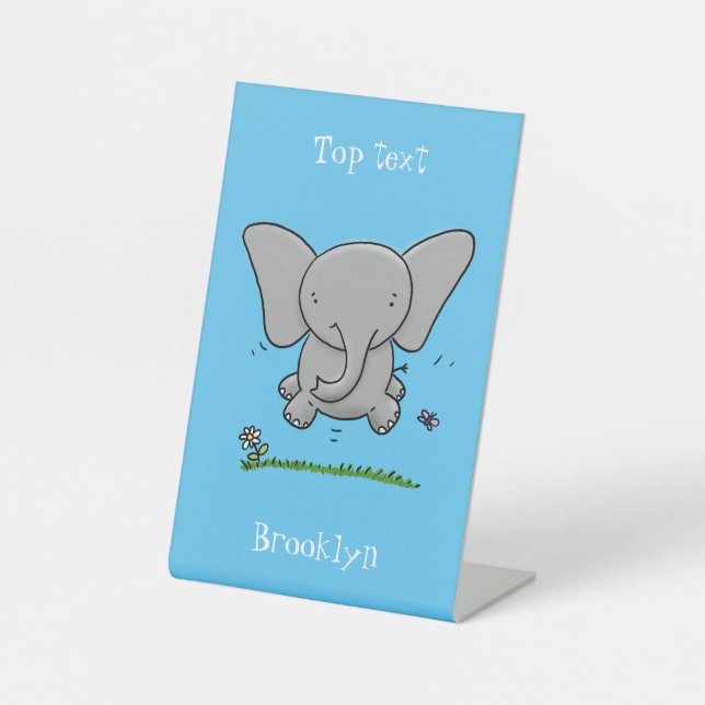 Signe De Table Belle adorable dessin d'éléphant bébé (Recto)