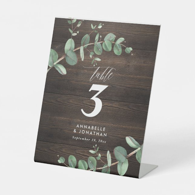 Signe De Table Belle élégante table mariage de feuillage eucalypt (Recto)