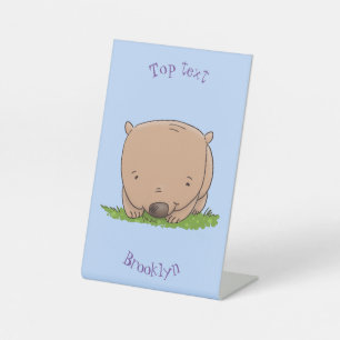 Signe De Table Belle illustration de dessin animé de bébé wombat