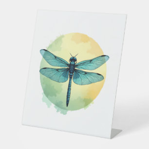 Signe De Table Belle libellule verte Art aquarelle Insecte Am