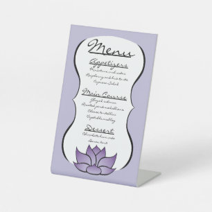 Signe De Table Belle Lotus dans le cordon céleste violet