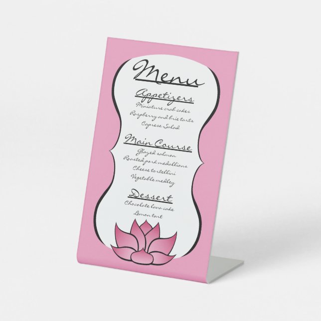 Signe De Table Belle Lotus en Pink Pedestal (Recto)
