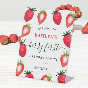 Signe De Table Berry aux fraises sucrées Accueil pour le premier