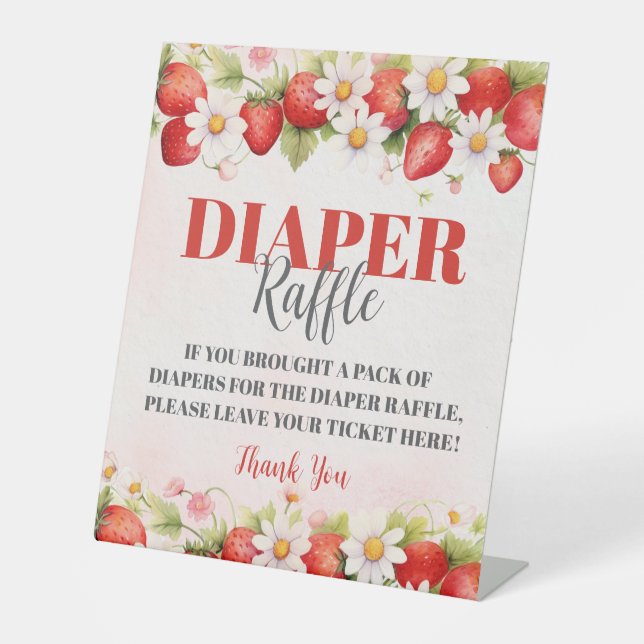 Signe De Table Berry Sweet Baby Shower Diaper Raffle Sign (Recto)