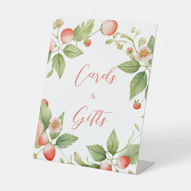 Signe De Table Berry Sweet Strawberry Cards and Gifts Sign (Recto)