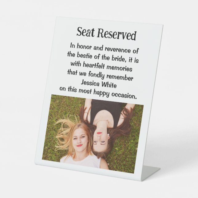 Signe De Table Bestie De La Mariée Mariage Plaque-Mémorial (Recto)