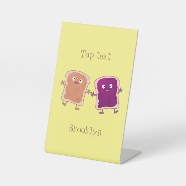 Signe De Table Beurre d'arachide mignonne et caricature sandwich  (Recto)