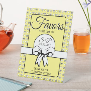 Signe De Table Beurre de Fête des mariées Blanc Jaune Pois Vaches