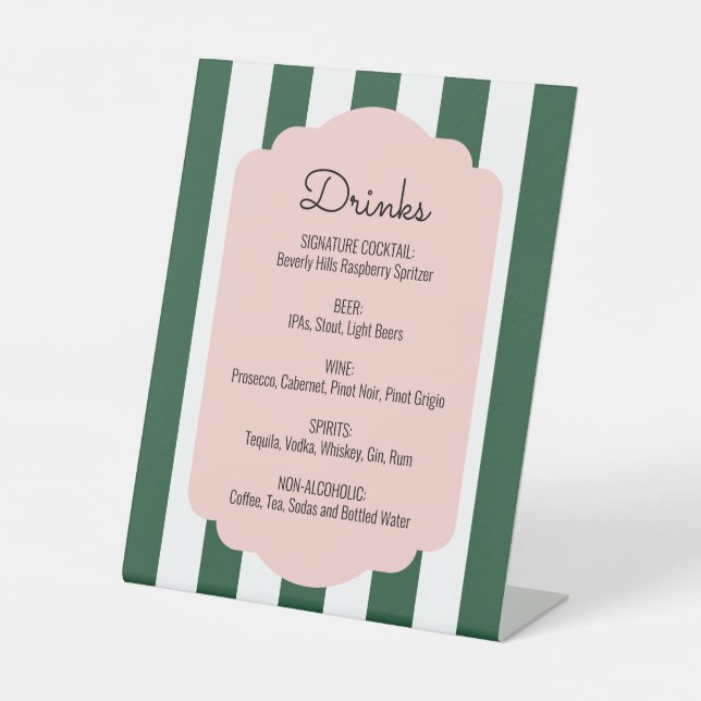 Signe De Table Beverly Hills Pink & Green Drink Menu (Recto)