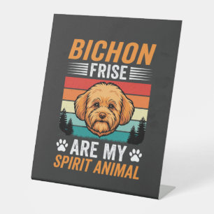 Signe De Table Bichon Frise Animal Spirituel Chien Rétro