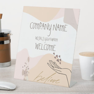 Signe De Table Bienvenue à Business Event Formes modernes Feminin