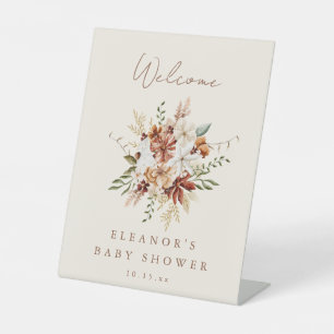 Signe De Table Bienvenue à la Baby Shower Bohème Rustique Fleurs
