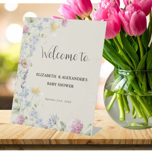 Signe De Table Bienvenue à la Baby Shower Couple Wildflower