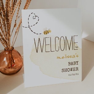 Signe De Table Bienvenue à la Baby Shower de la Douce Abeille
