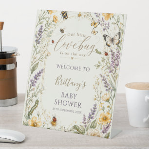 Signe De Table Bienvenue à la Baby Shower Little Love Bug
