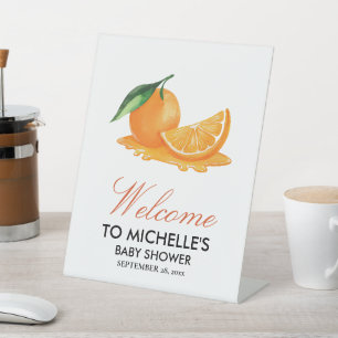 Signe De Table Bienvenue à la Baby Shower Oranges d'été Fruit Cit