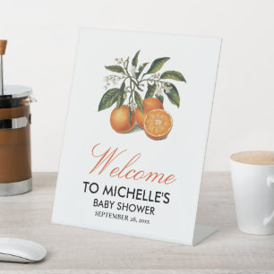 Signe De Table Bienvenue à la Baby Shower Oranges d'été Fruits Ci